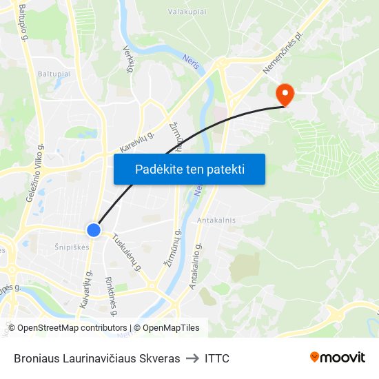 Broniaus Laurinavičiaus Skveras to ITTC map