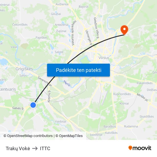 Trakų Vokė to ITTC map