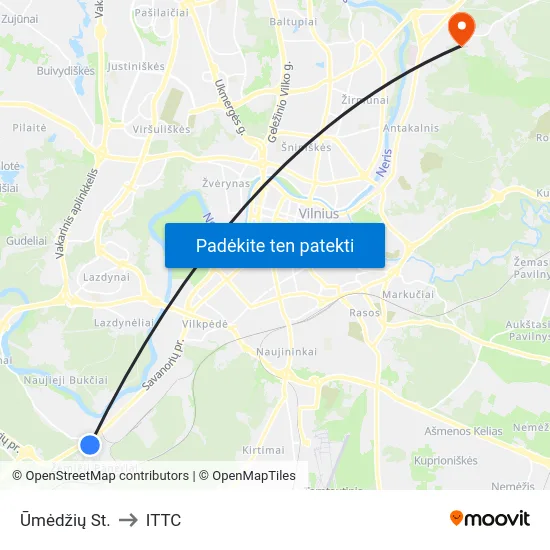 Ūmėdžių St. to ITTC map
