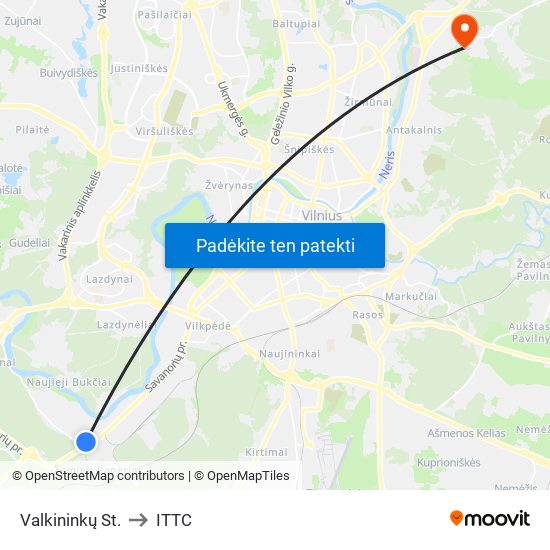 Valkininkų St. to ITTC map