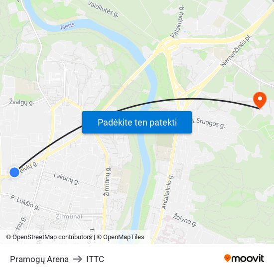 Pramogų Arena to ITTC map