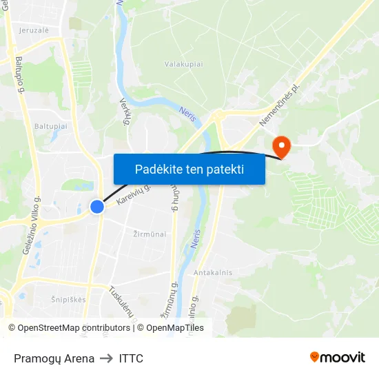 Pramogų Arena to ITTC map