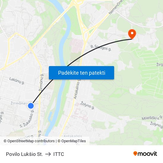Povilo Lukšio St. to ITTC map