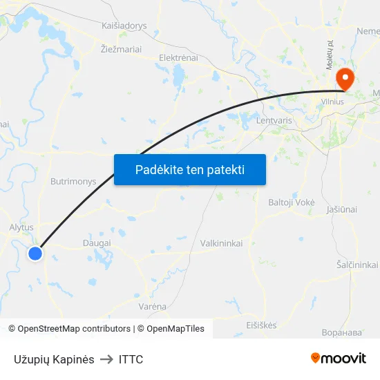 Užupių Kapinės to ITTC map