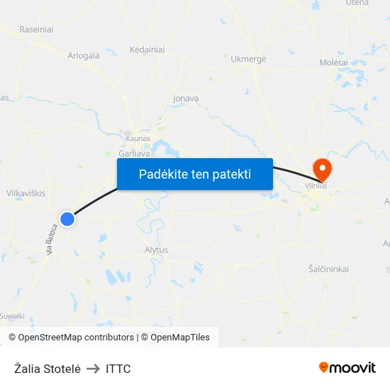 Žalia Stotelė to ITTC map