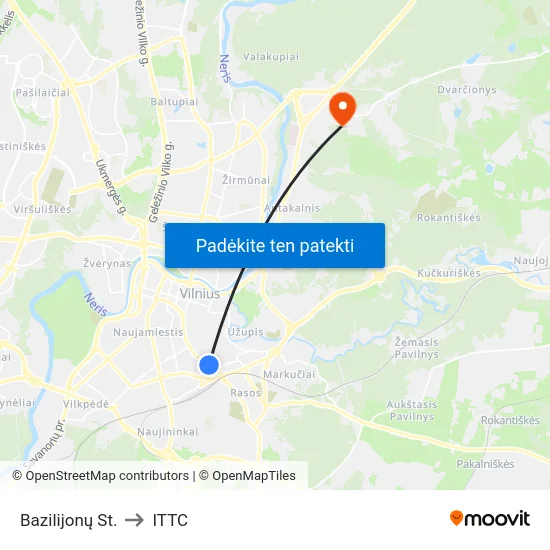 Bazilijonų St. to ITTC map