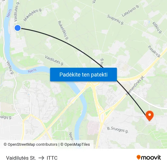 Vaidilutės St. to ITTC map