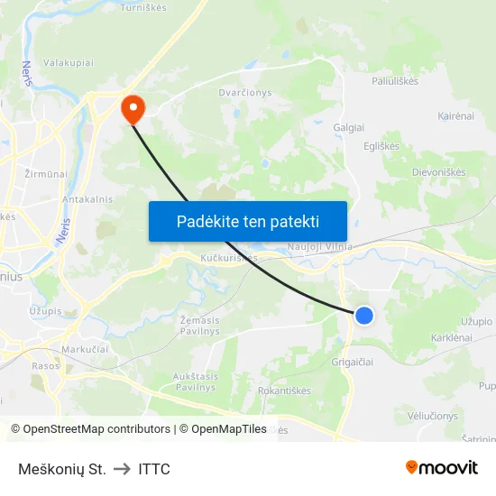 Meškonių St. to ITTC map