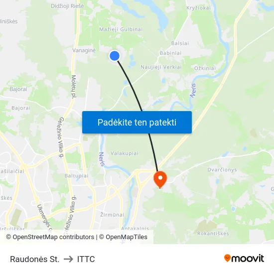Raudonės St. to ITTC map