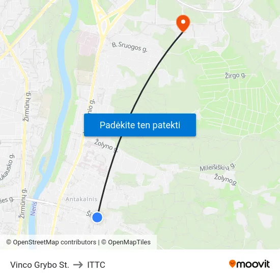 Vinco Grybo St. to ITTC map