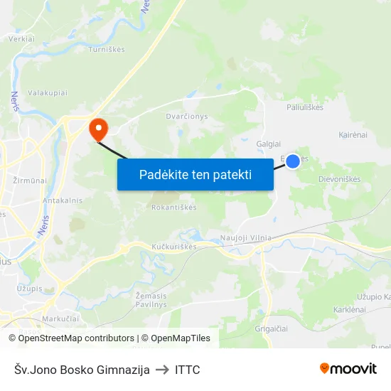 Šv.Jono Bosko Gimnazija to ITTC map