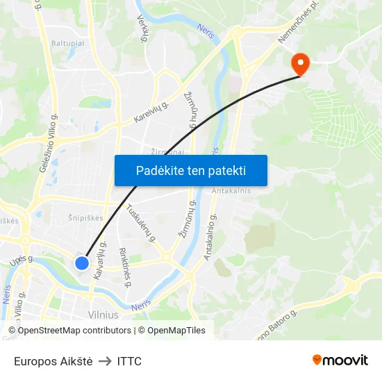 Europos Aikštė to ITTC map