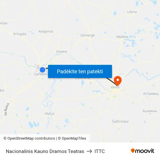 Nacionalinis Kauno Dramos Teatras to ITTC map