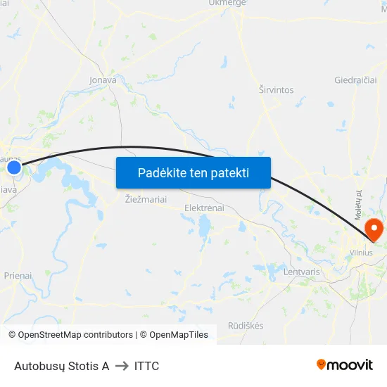 Autobusų Stotis A to ITTC map