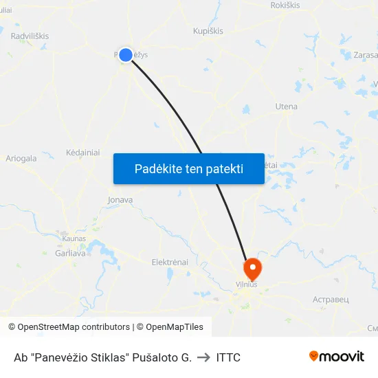 Ab "Panevėžio Stiklas" Pušaloto G. to ITTC map