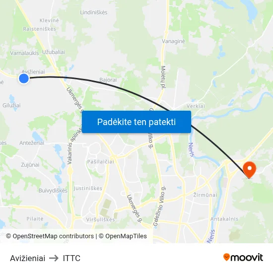Avižieniai to ITTC map