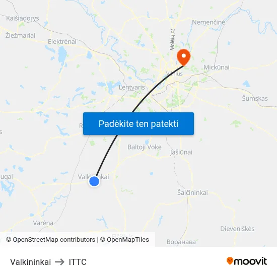 Valkininkai to ITTC map