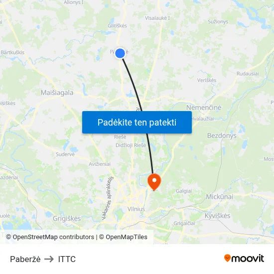 Paberžė to ITTC map