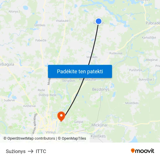 Sužionys to ITTC map