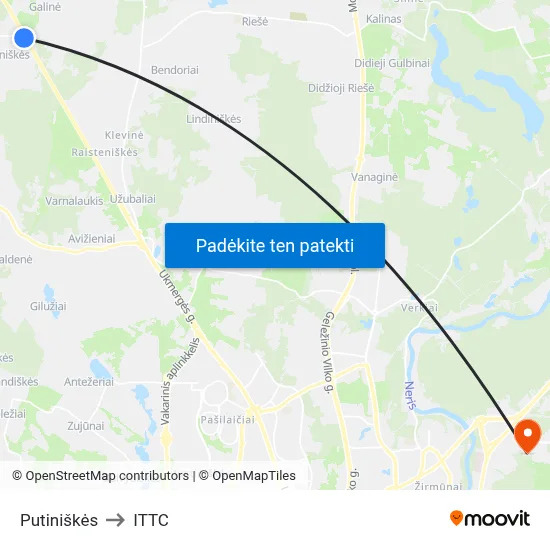 Putiniškės to ITTC map