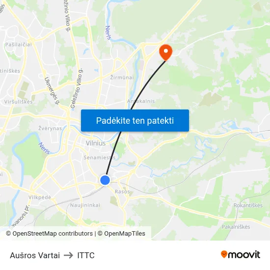 Aušros Vartai to ITTC map