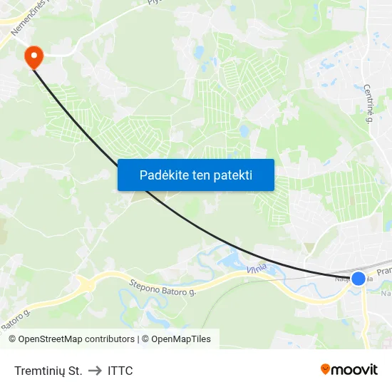 Tremtinių St. to ITTC map