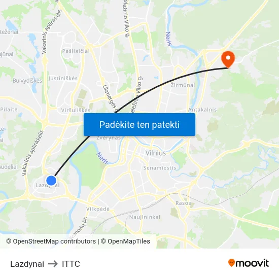 Lazdynai to ITTC map