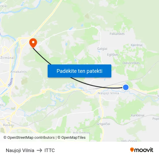 Naujoji Vilnia to ITTC map