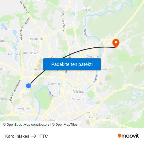 Karoliniškės to ITTC map