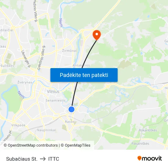 Subačiaus St. to ITTC map