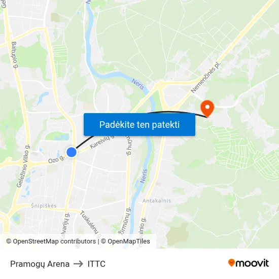 Pramogų Arena to ITTC map