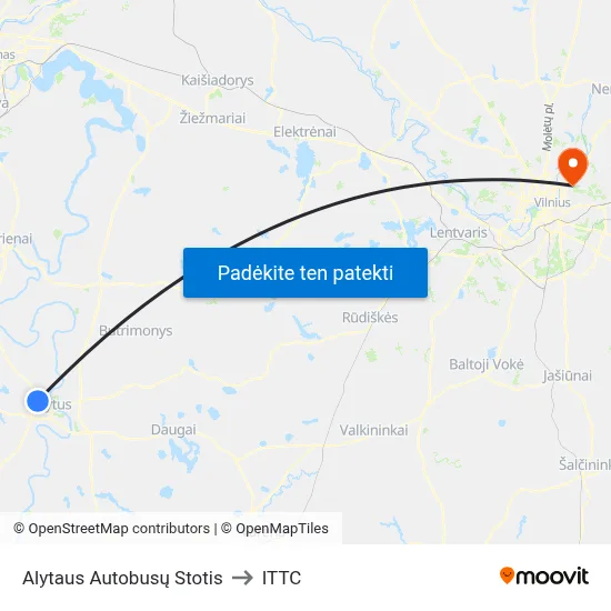 Alytaus Autobusų Stotis to ITTC map