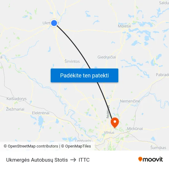 Ukmergės Autobusų Stotis to ITTC map