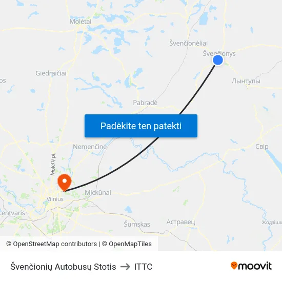 Švenčionių Autobusų Stotis to ITTC map