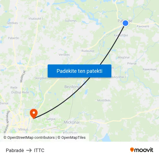 Pabradė to ITTC map