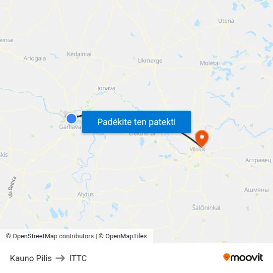 Kauno Pilis to ITTC map