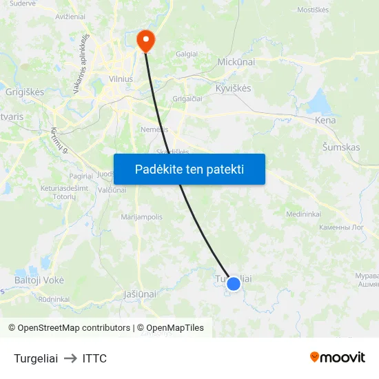 Turgeliai to ITTC map