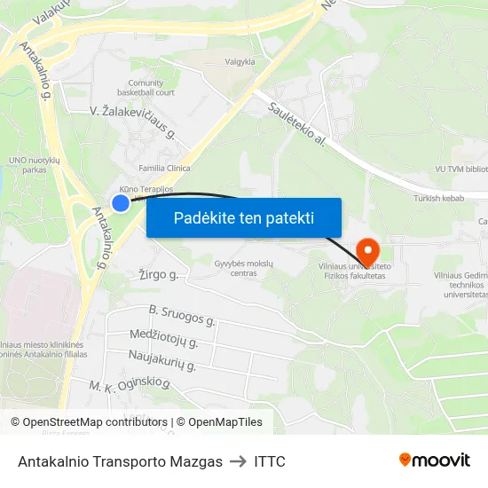 Antakalnio Transporto Mazgas to ITTC map