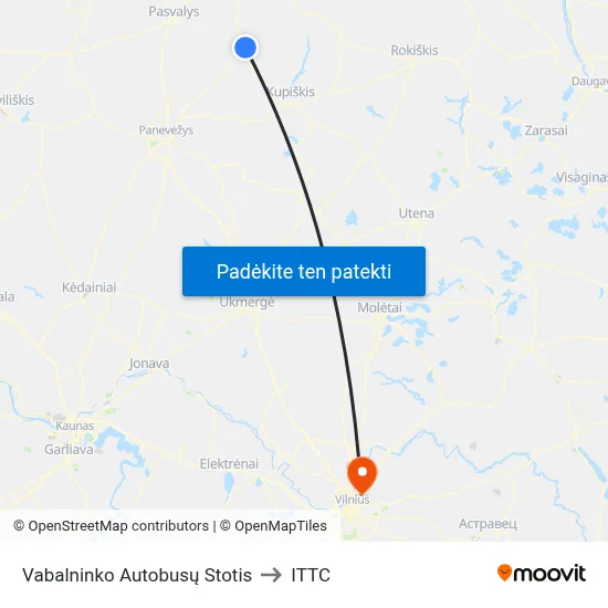 Vabalninko Autobusų Stotis to ITTC map