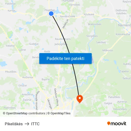 Pikeliškės to ITTC map
