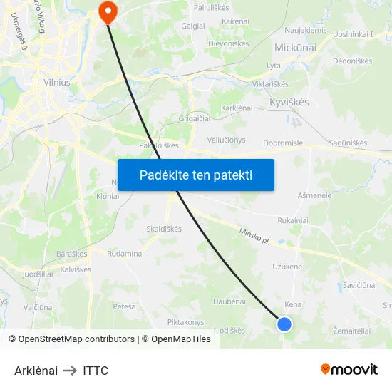 Arklėnai to ITTC map