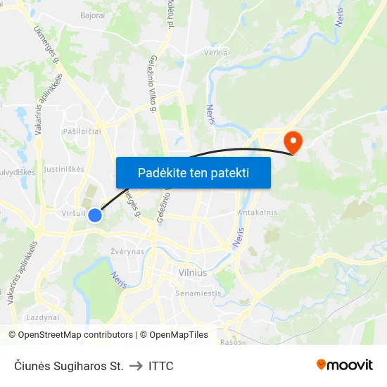 Čiunės Sugiharos St. to ITTC map