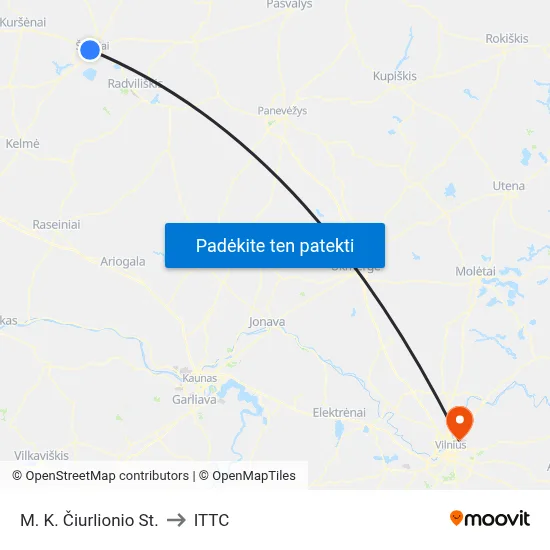 M. K. Čiurlionio St. to ITTC map