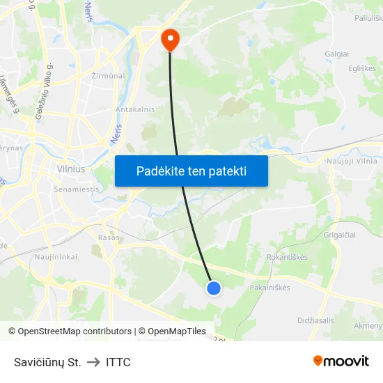 Savičiūnų St. to ITTC map