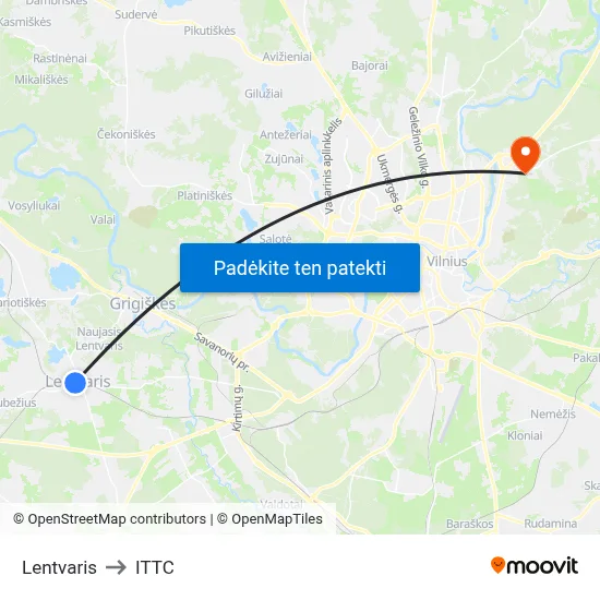 Lentvaris to ITTC map