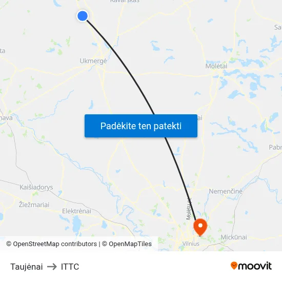 Taujėnai to ITTC map