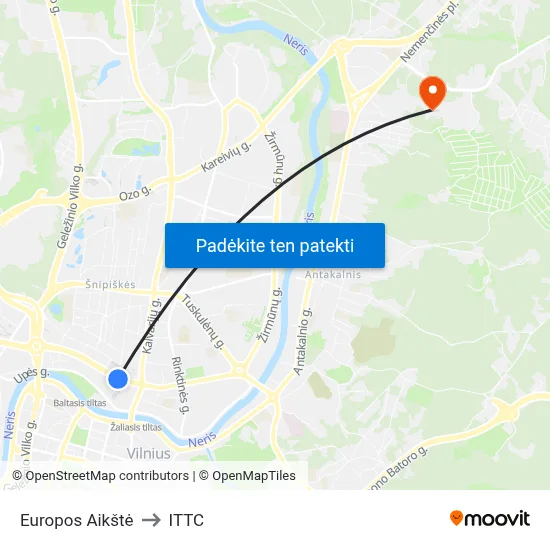 Europos Aikštė to ITTC map