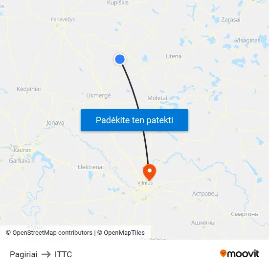 Pagiriai to ITTC map