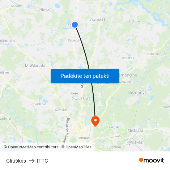 Glitiškės to ITTC map