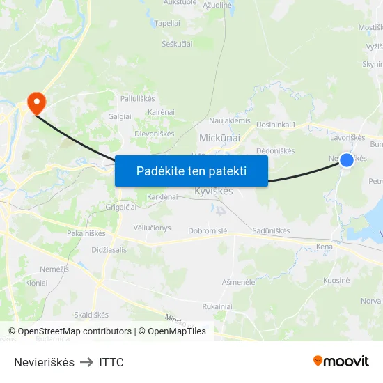 Nevieriškės to ITTC map